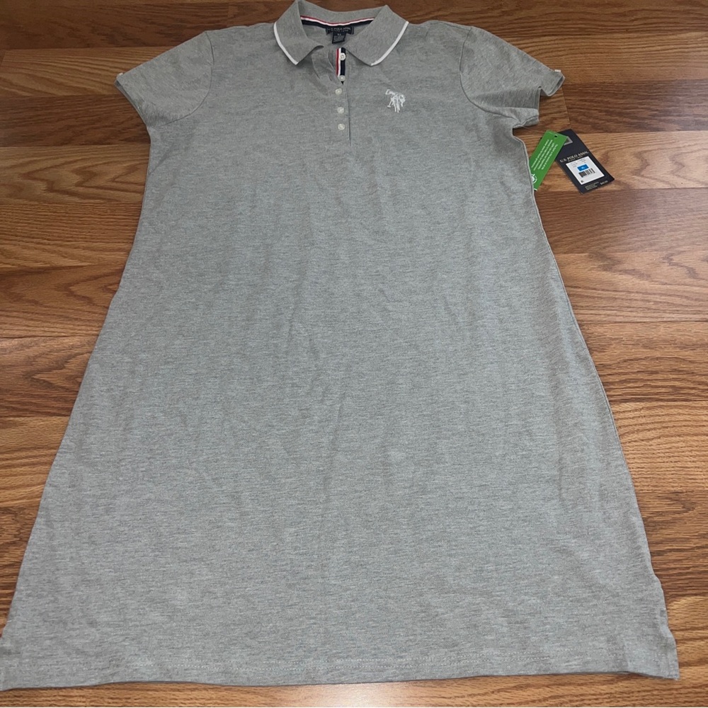 U.S Polo Assn Women's Tipped Polo Dress Size XL Gray